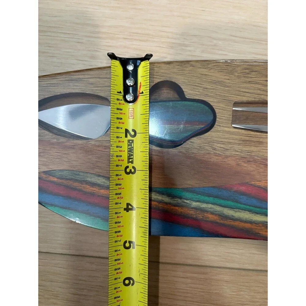 American Native Wood Cheese Board Set with Inset Multi-Color Slicer Knives